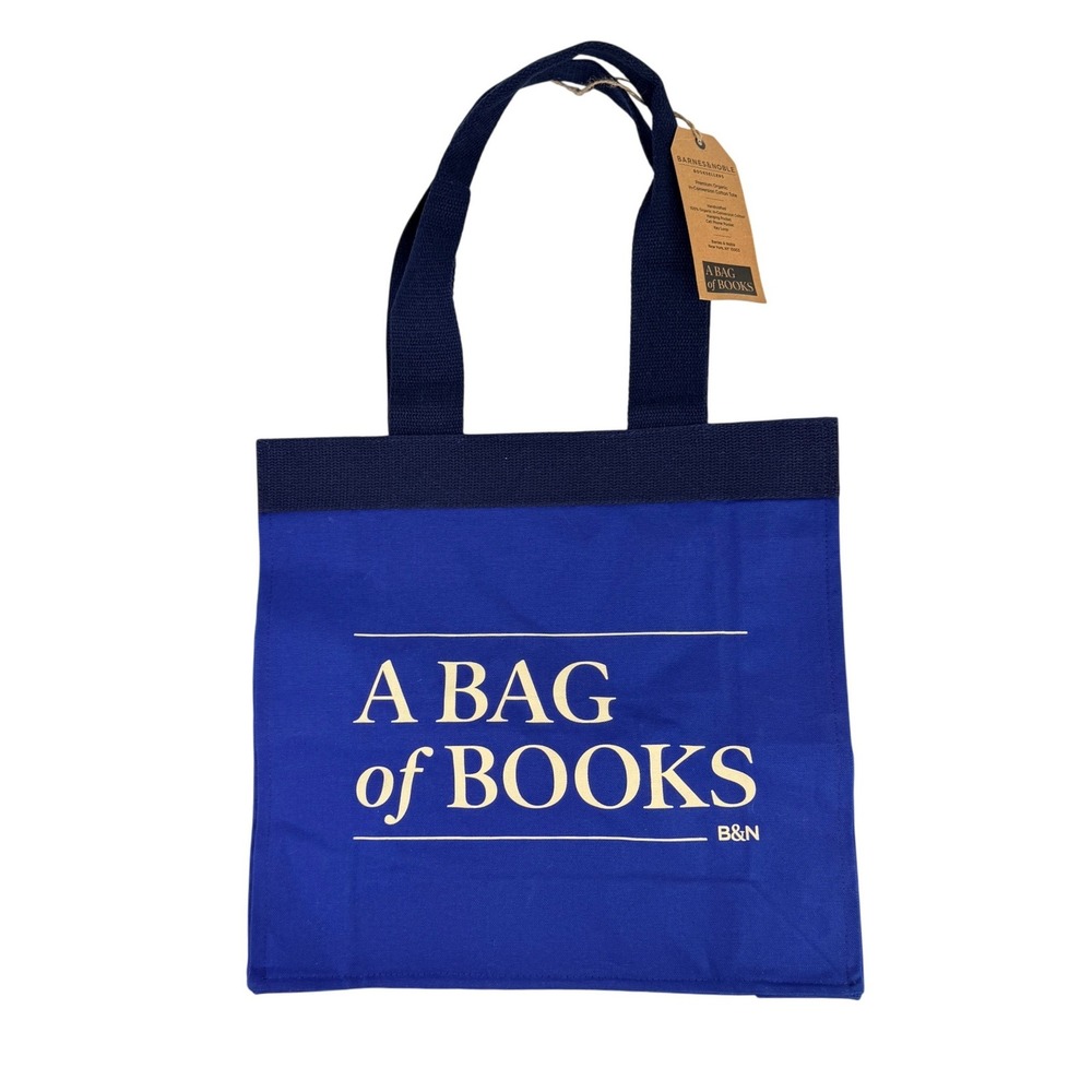 Barnes & Noble x Re-Wrap Organic Cotton Book Tote Bag Blue A Bag of Books NWT